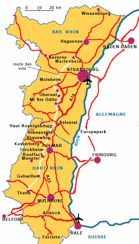 carte détaillée d alsace route vins Alsace carte visite tourisme informations