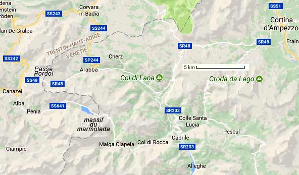 carte routiere dolomites Italie les Dolomites sud Tyrol informations cartes
