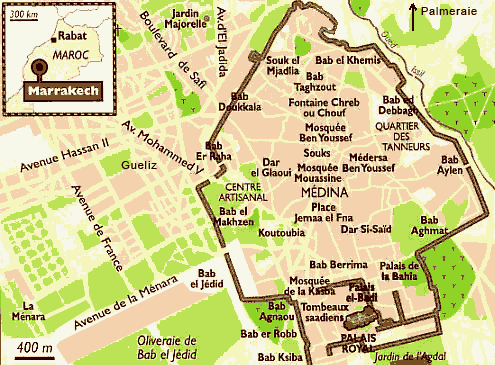 carte et plan de Marrakech