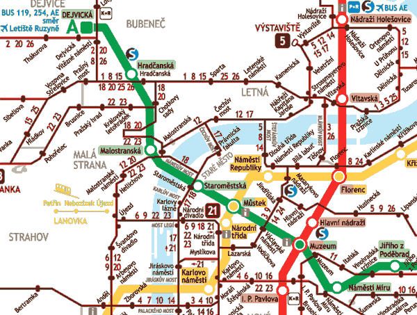 carte des transports a Prague