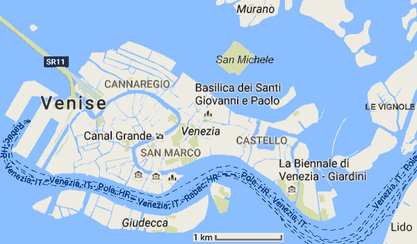 Carte des environs de Venise